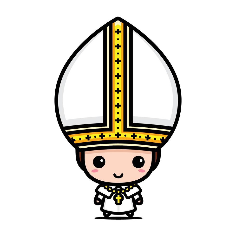 süßes Papst-Charakter-Vektordesign vektor