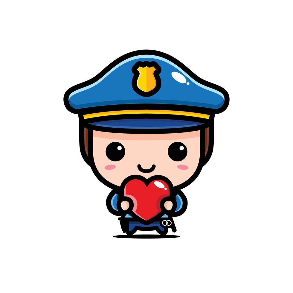 süßes Polizei-Chibi-Charakterdesign vektor