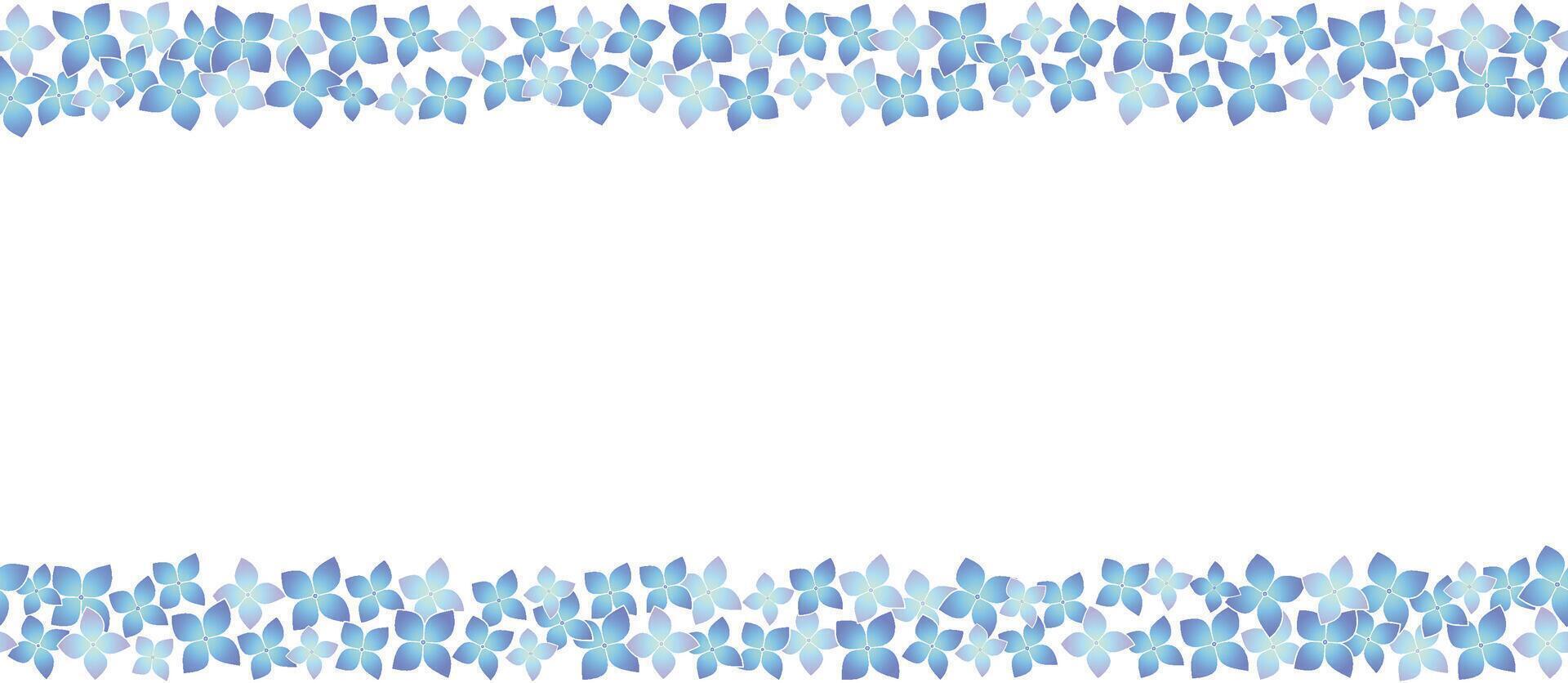 nahtlos Blau Hortensie Rahmen Vektor Illustration isoliert auf ein Weiß Hintergrund. horizontal wiederholbar.