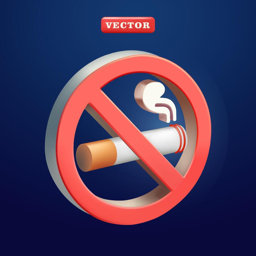 Nej rökning, 3d vektor. lämplig för hälsa, rökning förbjuda och design element vektor