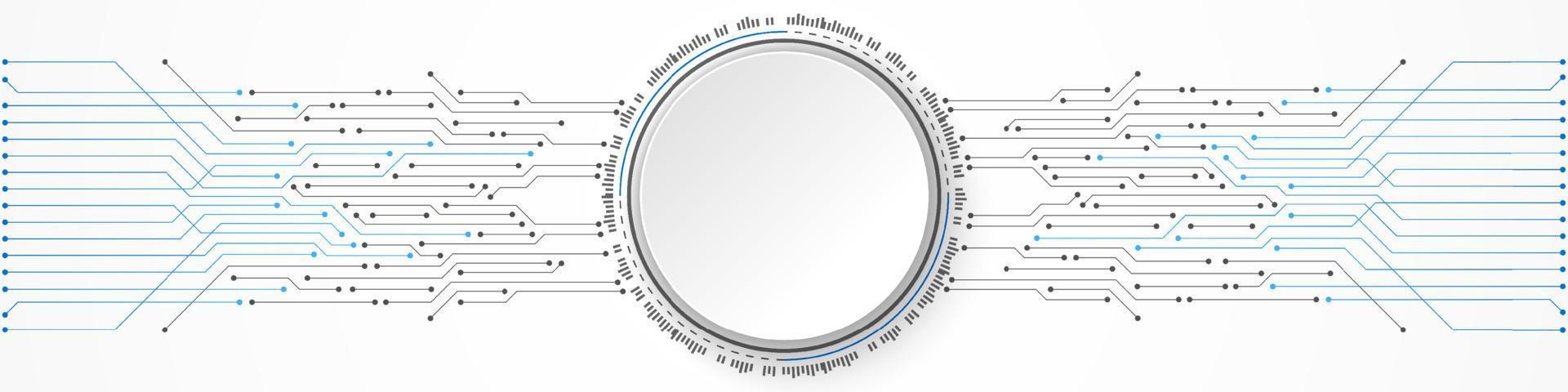 abstrakt teknik bakgrund, vit cirkel banner på kretskort mönster vektor