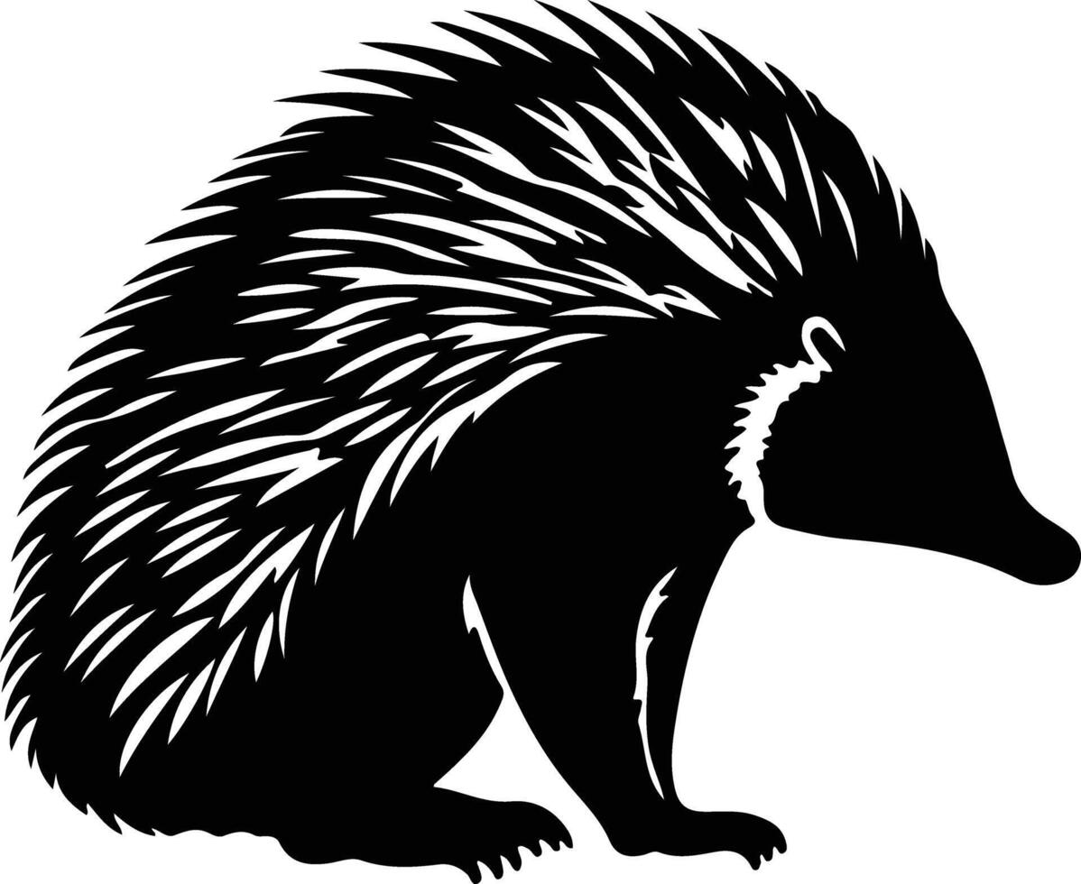 Echidna schwarz Silhouette vektor