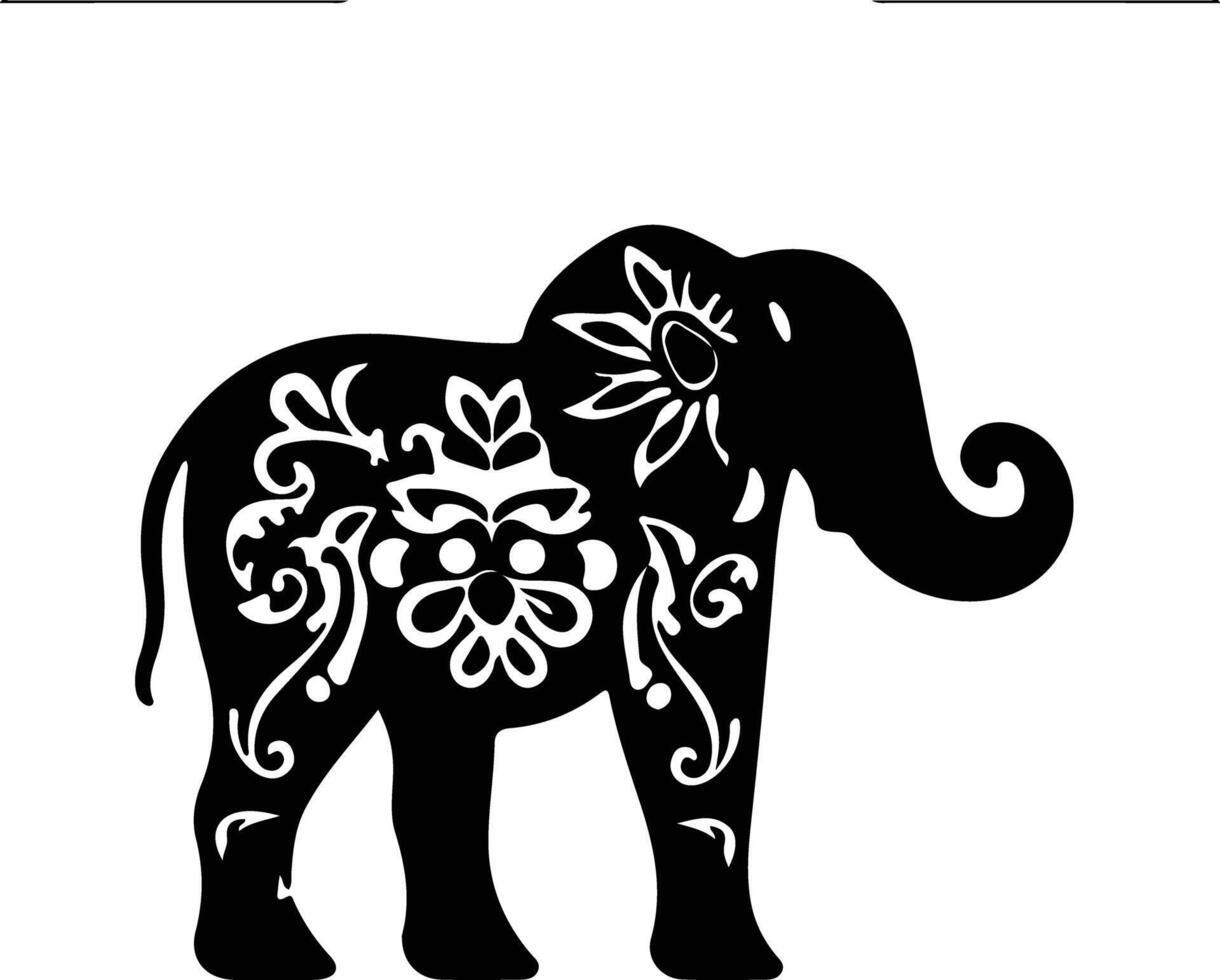 indisch Elefant schwarz Silhouette vektor