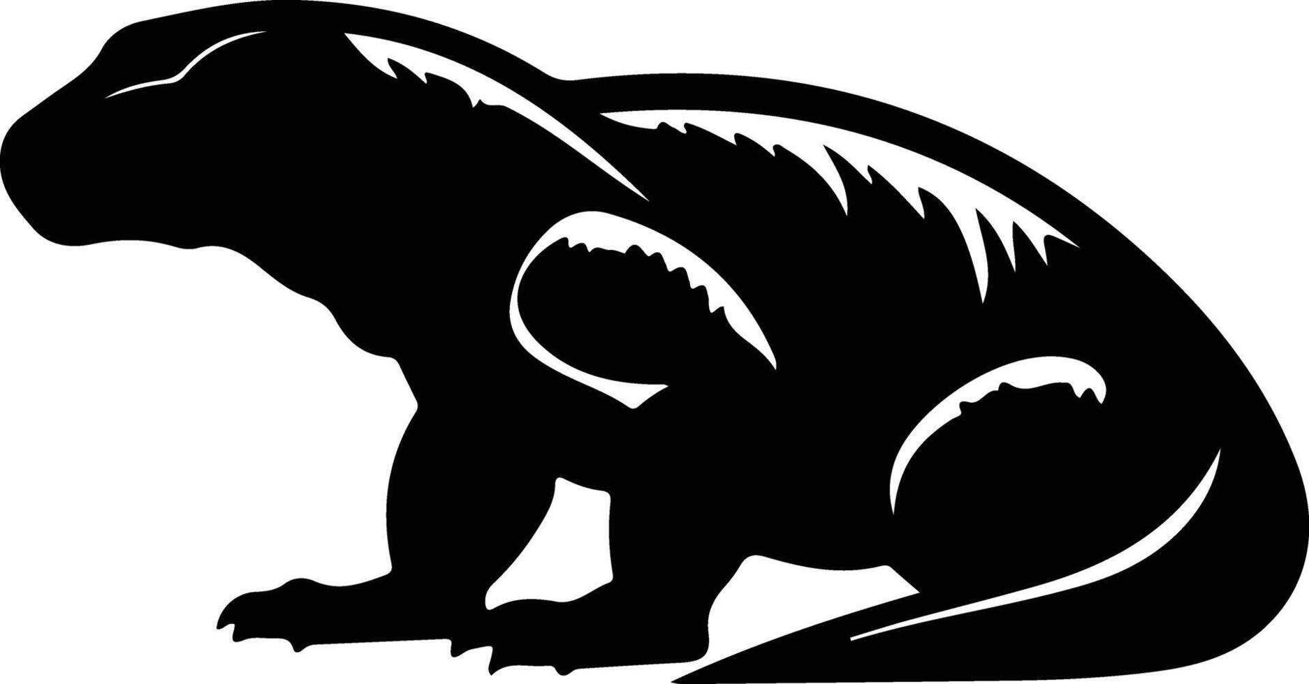 komodo Drachen schwarz Silhouette vektor