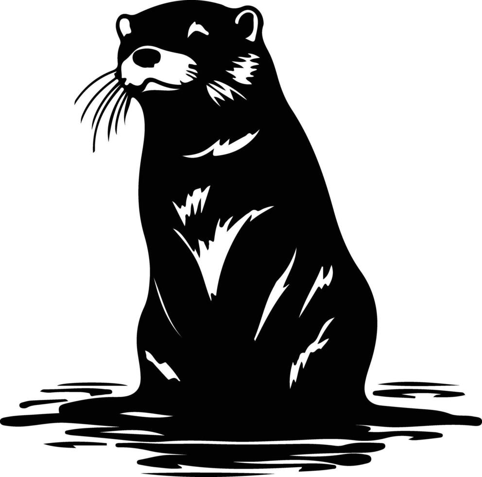 Otter Meer schwarz Silhouette vektor