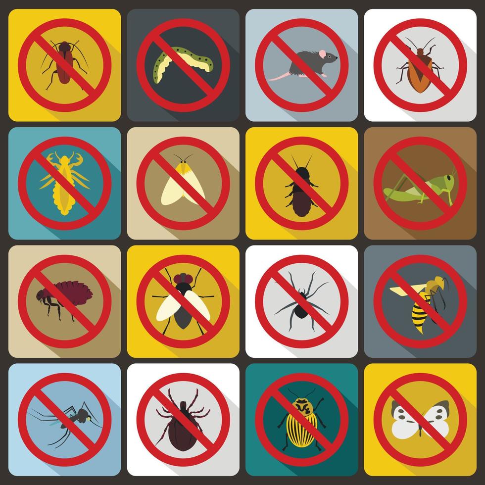 keine Insektenzeichen-Icons gesetzt, flacher Stil vektor