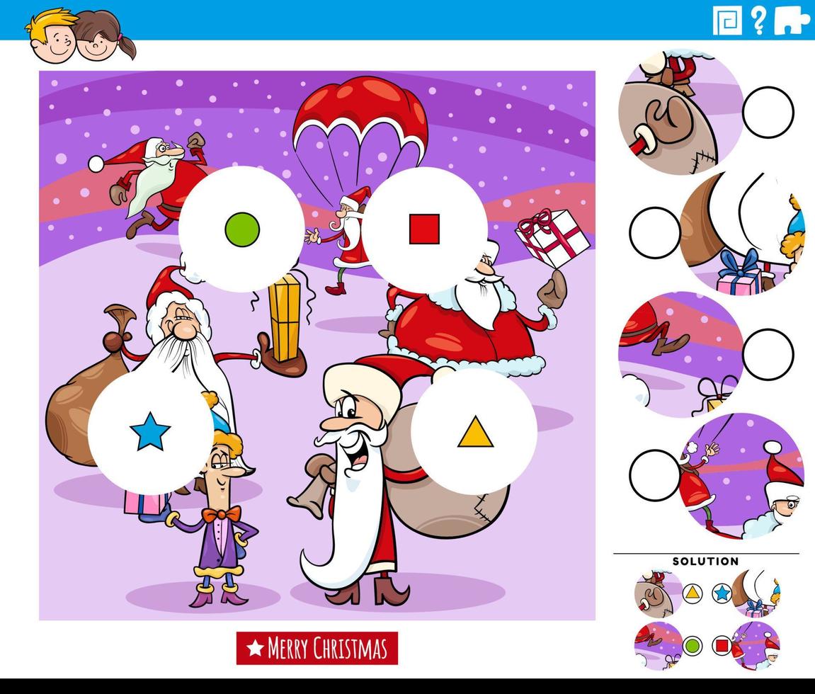 matchbrickor spel för barn med jultomten karaktärer vektor