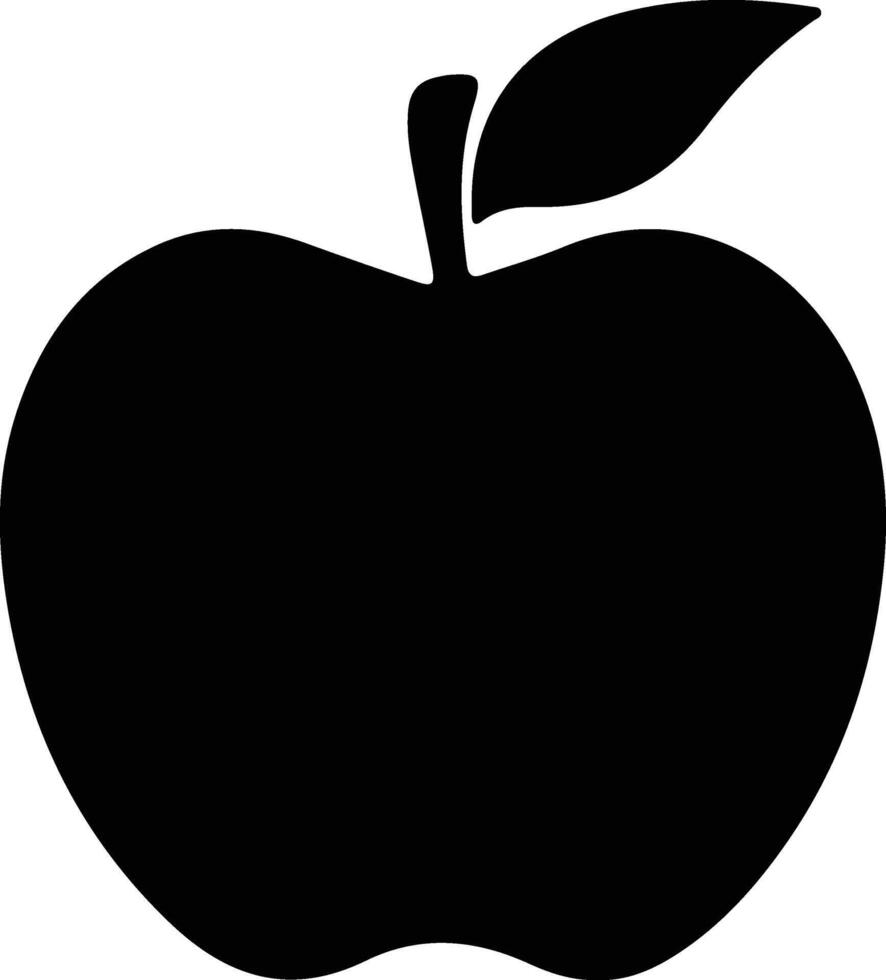äpple svart silhuett vektor