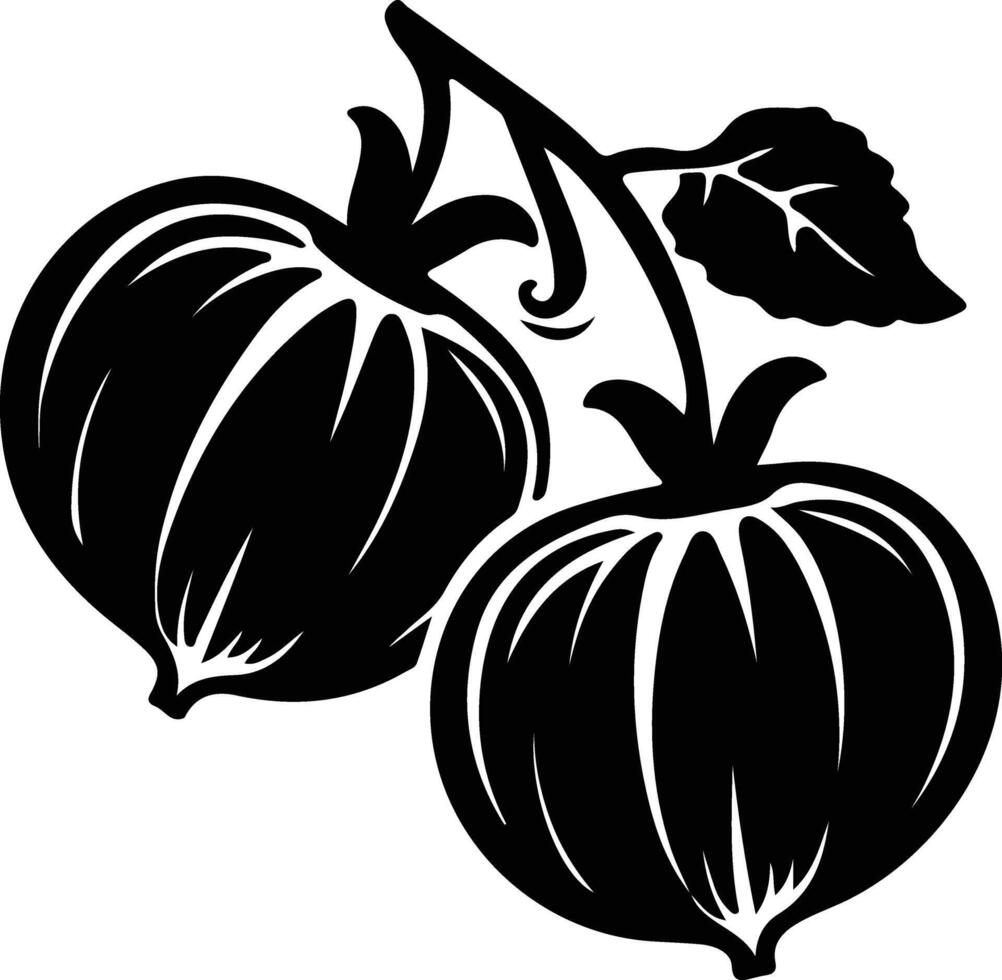 Tomatillo schwarz Silhouette vektor