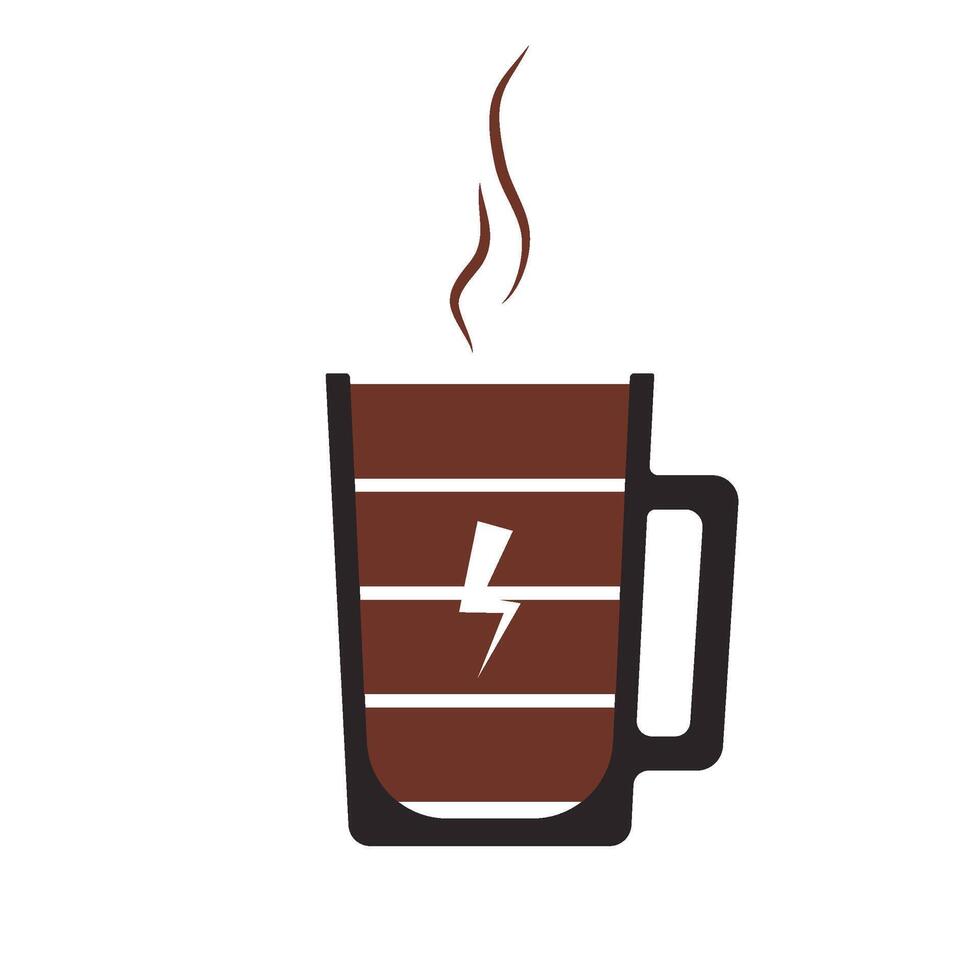 kopp av kaffe, batteri energi nivå, avgift av glad. vektor illustration. batteri nivå, kaffe tycka om energi kraft, morgon- smak, dryck avgift, företag dagligen behöver, cappuccino ha sönder