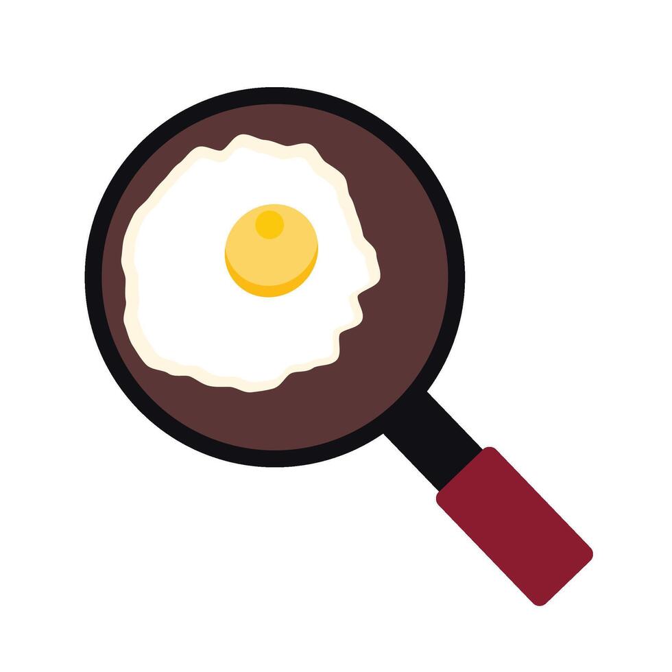 friterad ägg, ägg hemlagad frukost, äggula protein topp, kokta fritera krypterade på stekpanna. vektor illustration. protein natur frukost, friska utsökt maträtt, äggula färsk diet, svart panorera