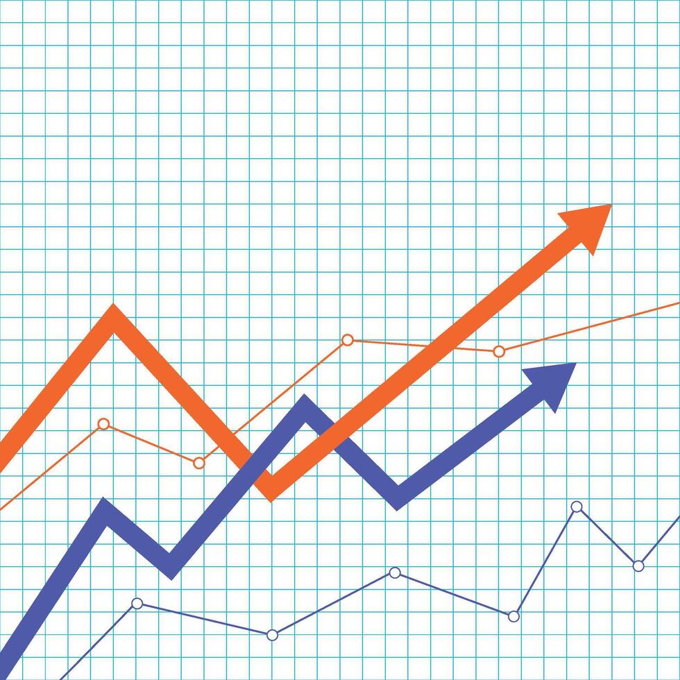 Trend Linie Pfeil hoch, Stier Markt Austausch. Vektor, Illustration. Daten Diagramm, Finanzen Markt Korsor, Grafik Geschäft Orientierung, Geld handeln, Unternehmen wirtschaftlich Diagramm, Handel Zeichen Richtung vektor