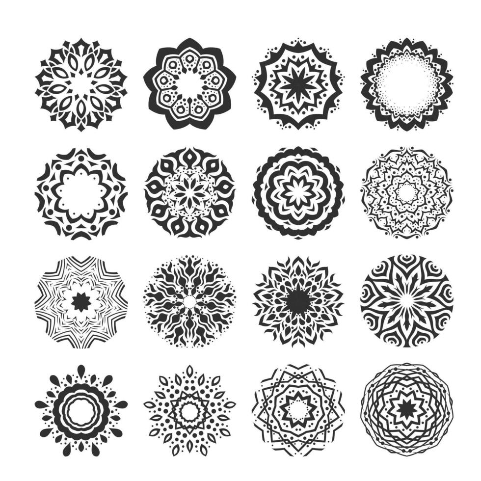 Vektor einstellen von bunt Blumen- Mandalas dekorativ Luxus Mandala Design elegant bunt Mandala Hintergrund symmetrisch bunt Muster, indisch Muster, orientalisch klappern