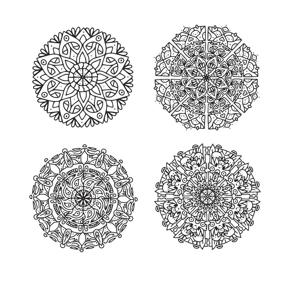 Vektor einstellen von bunt Blumen- Mandalas dekorativ Luxus Mandala Design elegant bunt Mandala Hintergrund symmetrisch bunt Muster, indisch Muster, orientalisch klappern