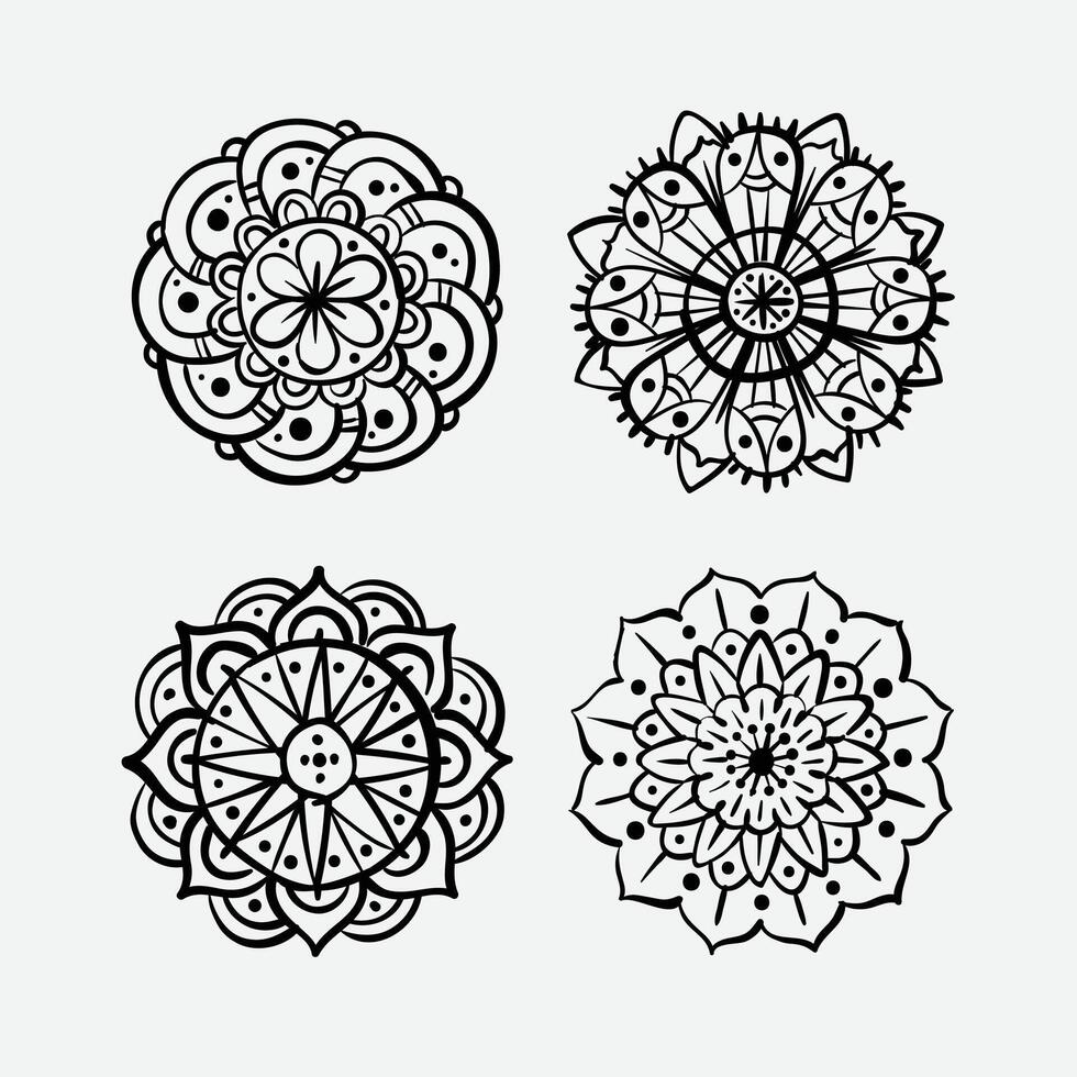 vektor uppsättning av färgrik blommig mandalas dekorativ lyx mandala design elegant färgrik mandala bakgrund symmetrisk färgrik mönster, indisk mönster, orientalisk smattra