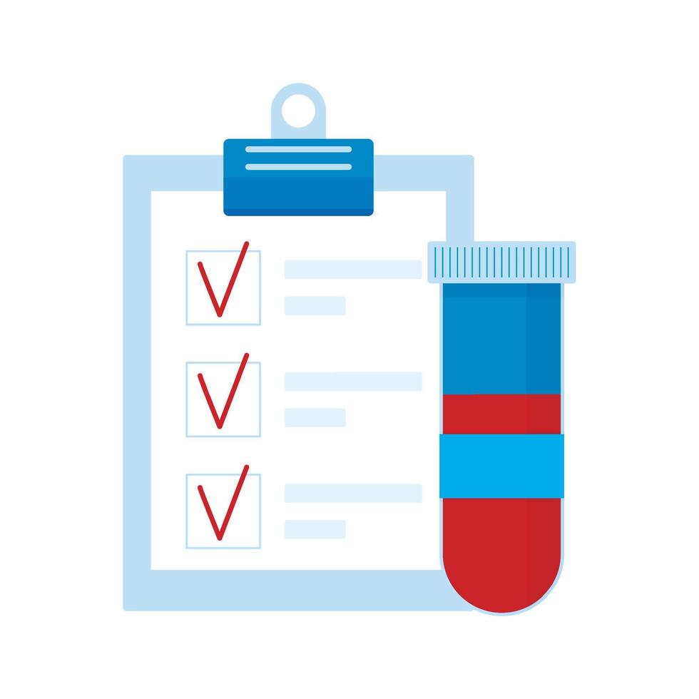 Analyse von Blut und Bericht, prüfen Plasma zu Spende und Transfusion. Vektor Illustration. Medizin Bericht, Pflege Management, Person isoliert Plasma, Gesundheitswesen überprüfen, Mensch Daten, Spende Blut