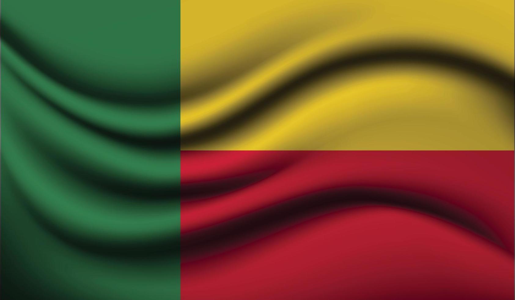 Benin realistisches wehendes Flaggendesign vektor