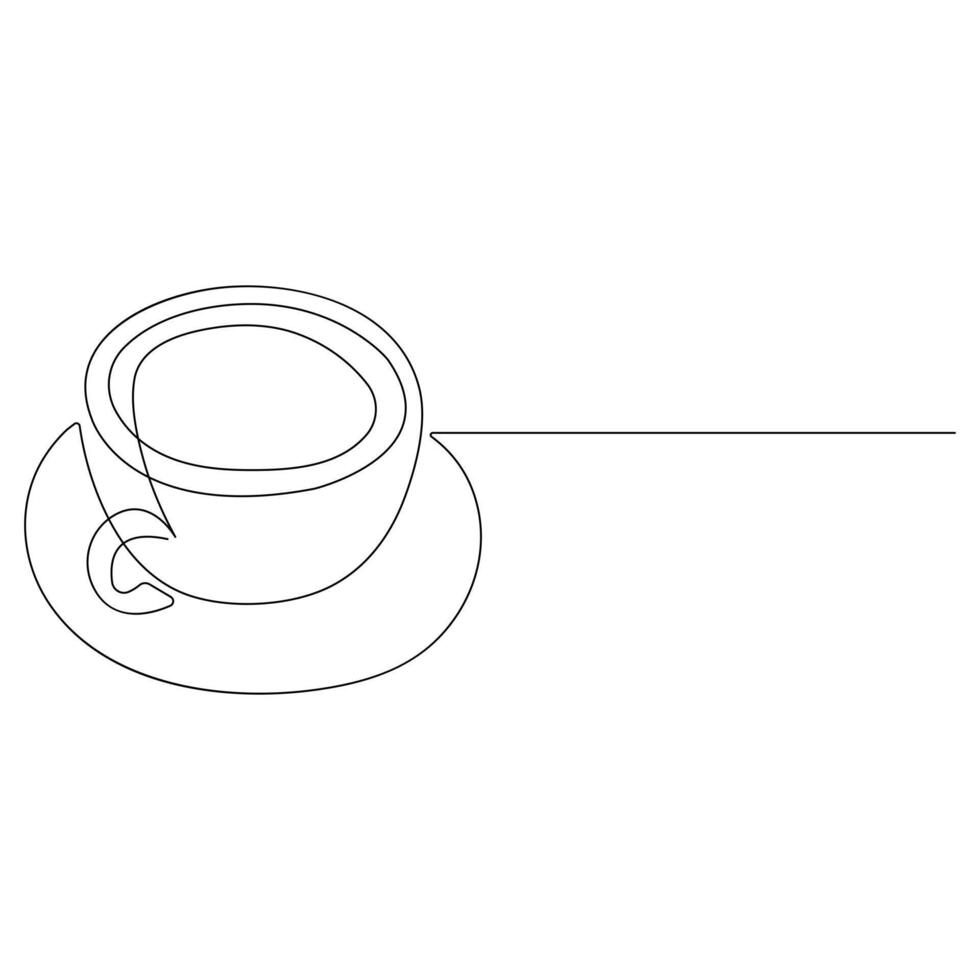 Kaffee Tasse kontinuierlich einer Linie Kunst Zeichnung von Frühstück Dampf Morgen Kaffee Design Gliederung Vektor Illustration