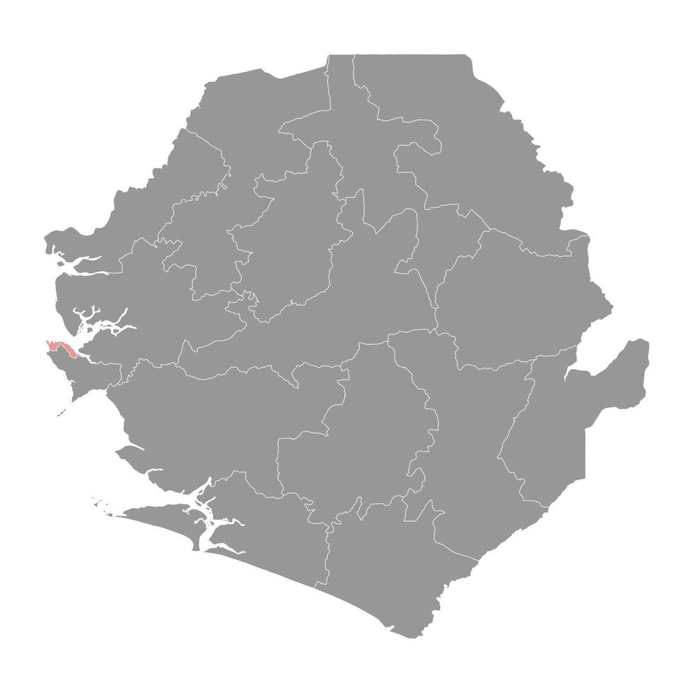 Västra område urban distrikt Karta, administrativ division av sierra leone. vektor illustration.