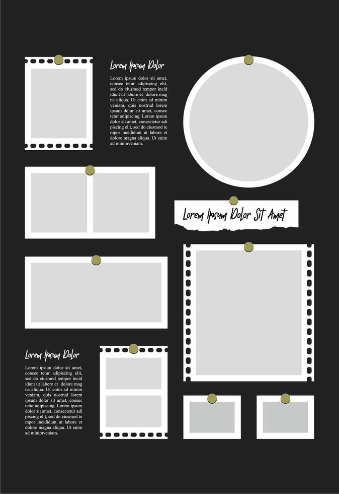 bilder eller foton ram collage. serier sida rutnät layout abstrakt Foto ramar och digital Foto vägg mall vektor