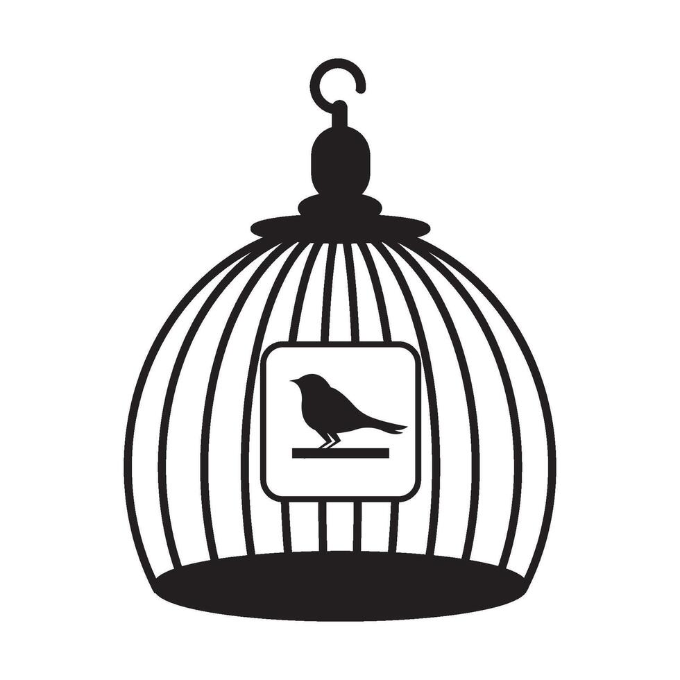 fågel bur ikon logotyp vektor design mall