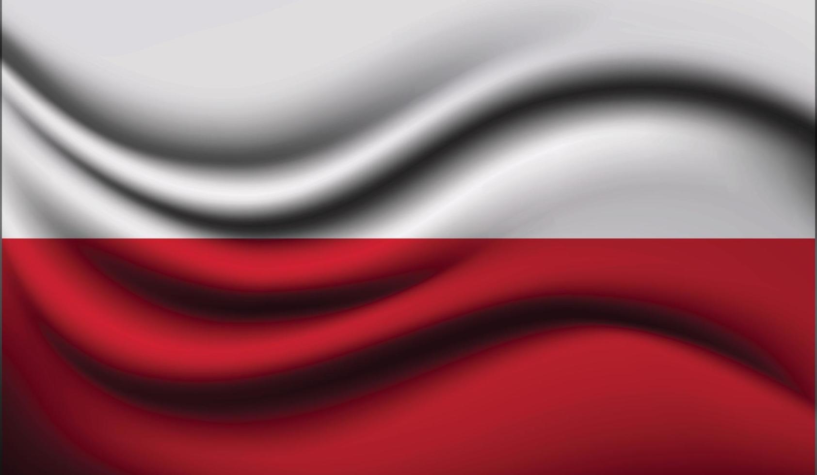 Polen realistisches wehendes Flaggendesign vektor