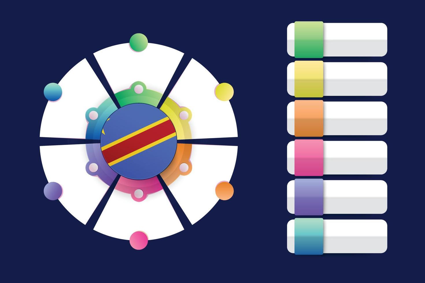 Demokratische Republik Kongo-Flagge mit Infografik-Design mit geteilter runder Form vektor