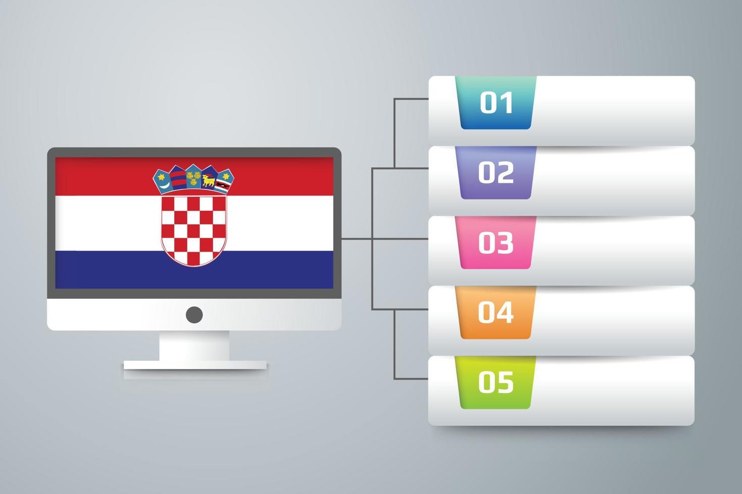 Kroatien-Flagge mit Infografik-Design integriert mit Computermonitor vektor