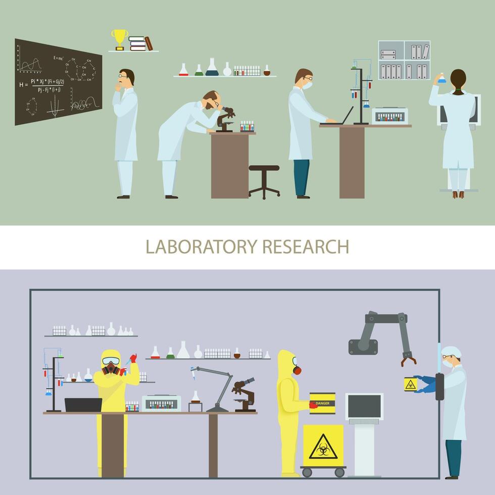 Labor Forschung durch Gruppe von Wissenschaftler. vektor