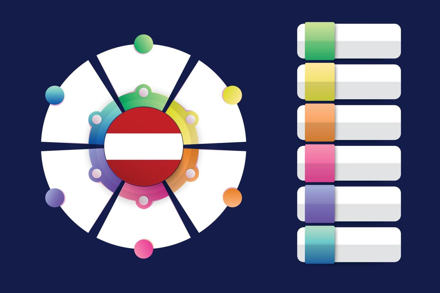Österreich-Flagge mit Infografik-Design mit geteilter runder Form vektor