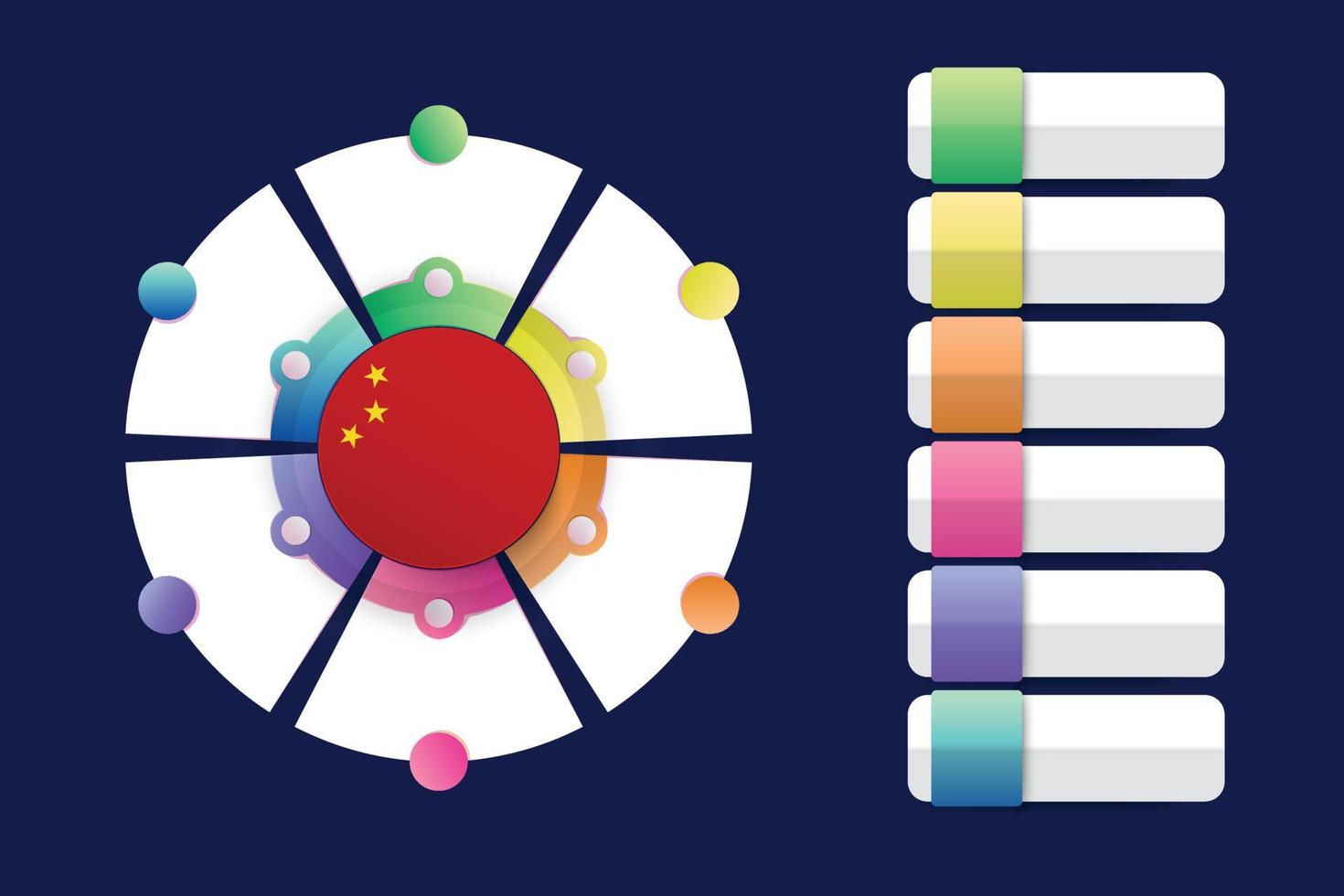 China-Flagge mit Infografik-Design mit geteilter runder Form vektor