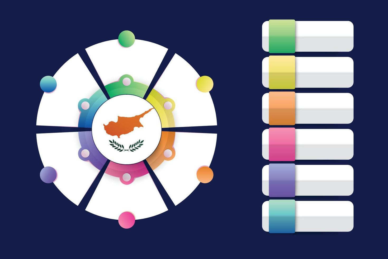 Cyperns flagga med infografisk design integrerad med delad rund form vektor