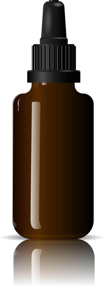brun glas kosmetisk flaska mockup. dropper flaska för medicinsk Produkter, vape e flytande, olja, serum och väsen. hög kvalitet eps10 vektor illustration.