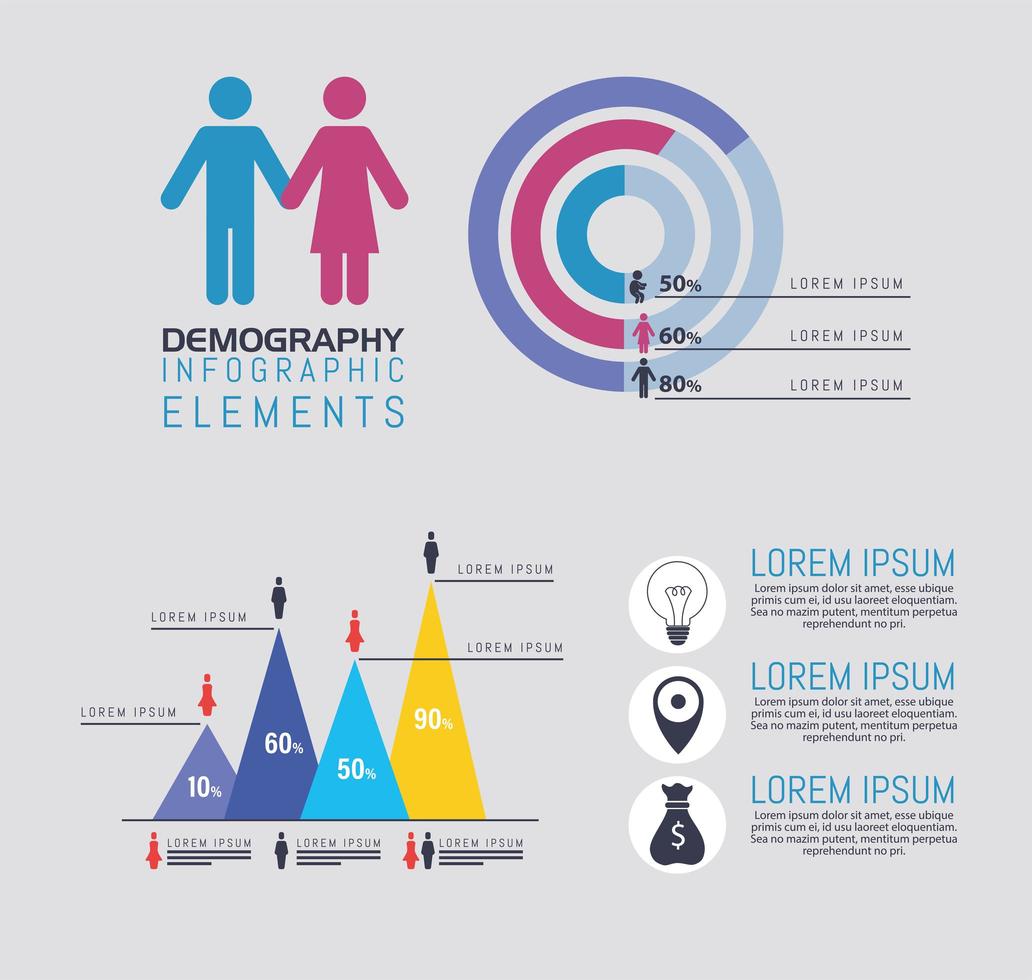 demografi diagram ikon grupp vektor