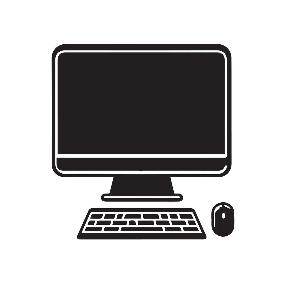 emblem av datoranvändning prylar och teknologi. en enda, platt illustration. vektor illustration