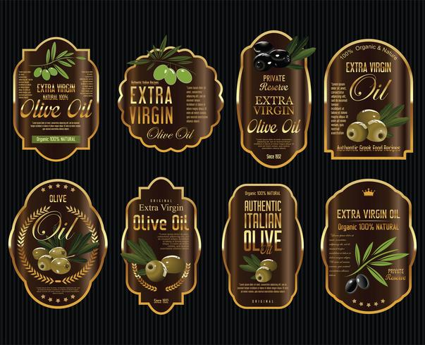 Olive retro etiketter samling vektor