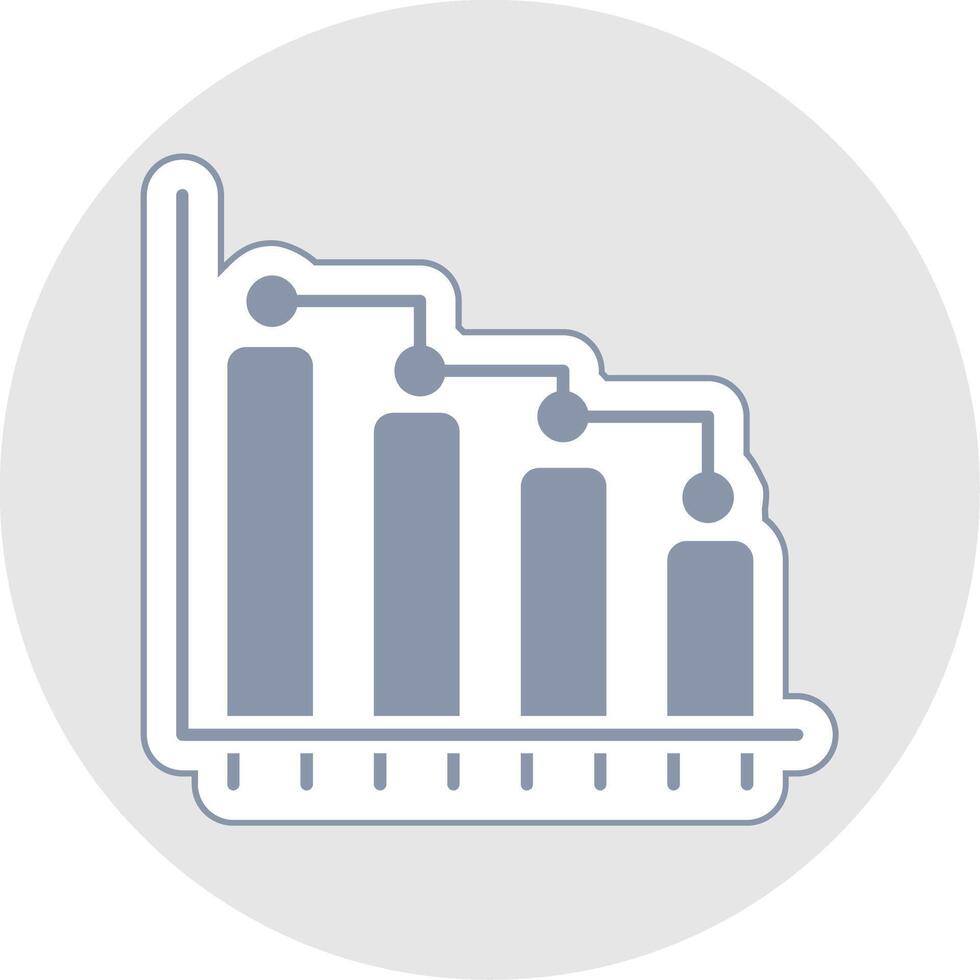 Bar Graph Glyphe Mehrfarbig Aufkleber Symbol vektor