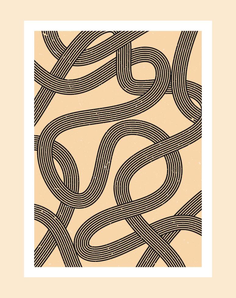 70er Jahre abstrakt retro Linie Stil ästhetisch Dekoration Poster vektor
