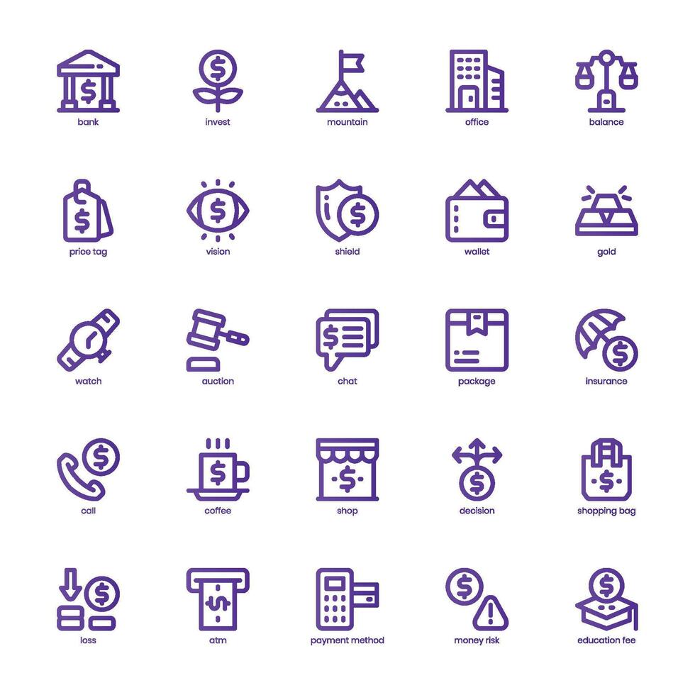 Finanzen und Geschäft Symbol Pack zum Ihre Webseite, Handy, Mobiltelefon, Präsentation, und Logo Design. Finanzen und Geschäft Symbol Basic Linie Gradient Design. Vektor Grafik Illustration und editierbar Schlaganfall.