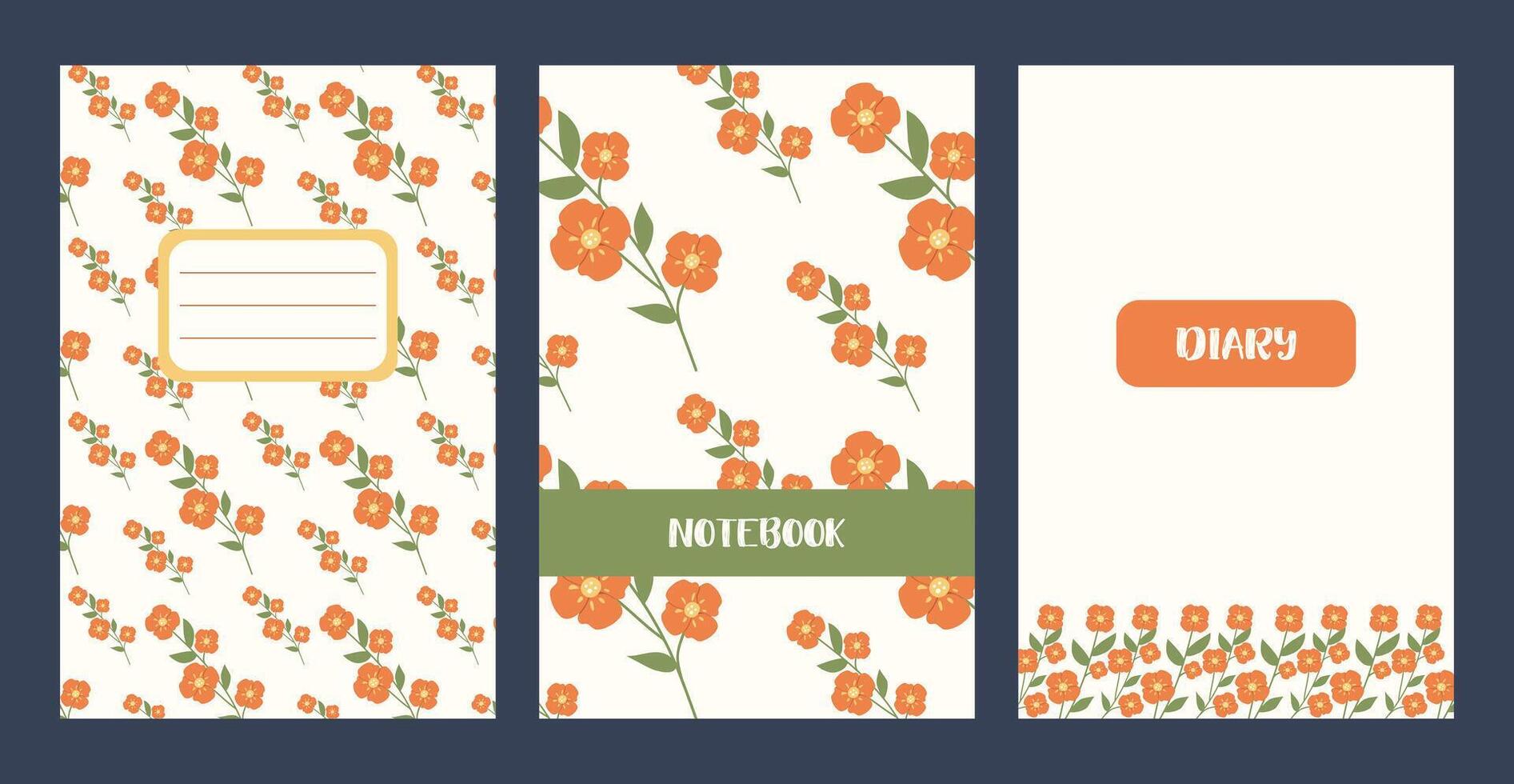 Startseite Seite von Notizbuch Vorlagen. Universal- Blumen- Layouts zum Übung Buch. Frühling hell Planer mit Blumen. Vektor Design im eben Stil.