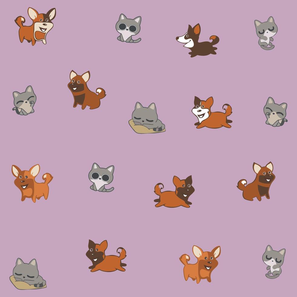 Hintergrund von Hunde und Kätzchen vektor