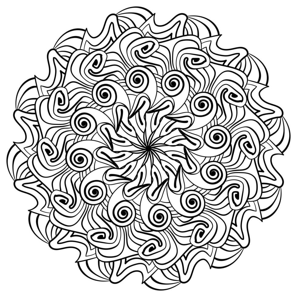 mandala med spiral kronblad, meditativ zen färg sida för barn och vuxna vektor