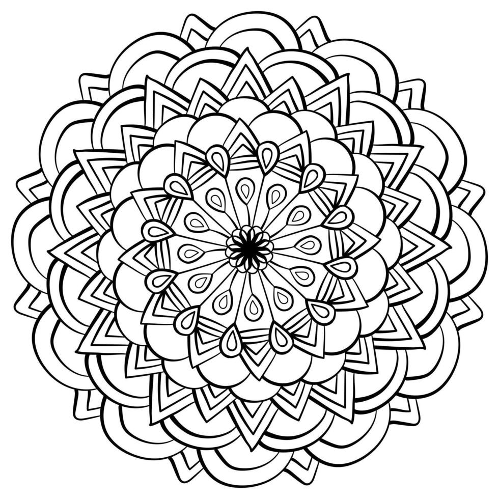 Gliederung Mandala mit Tropfen und Blütenblätter, Gliederung Färbung Seite zum kreativ Aktivität vektor