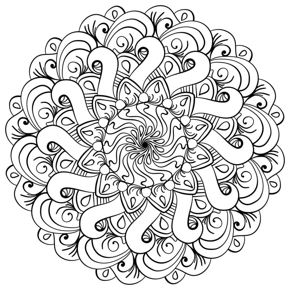 meditativ mandala med utsmyckad motiv, färg sida för kreativitet vektor
