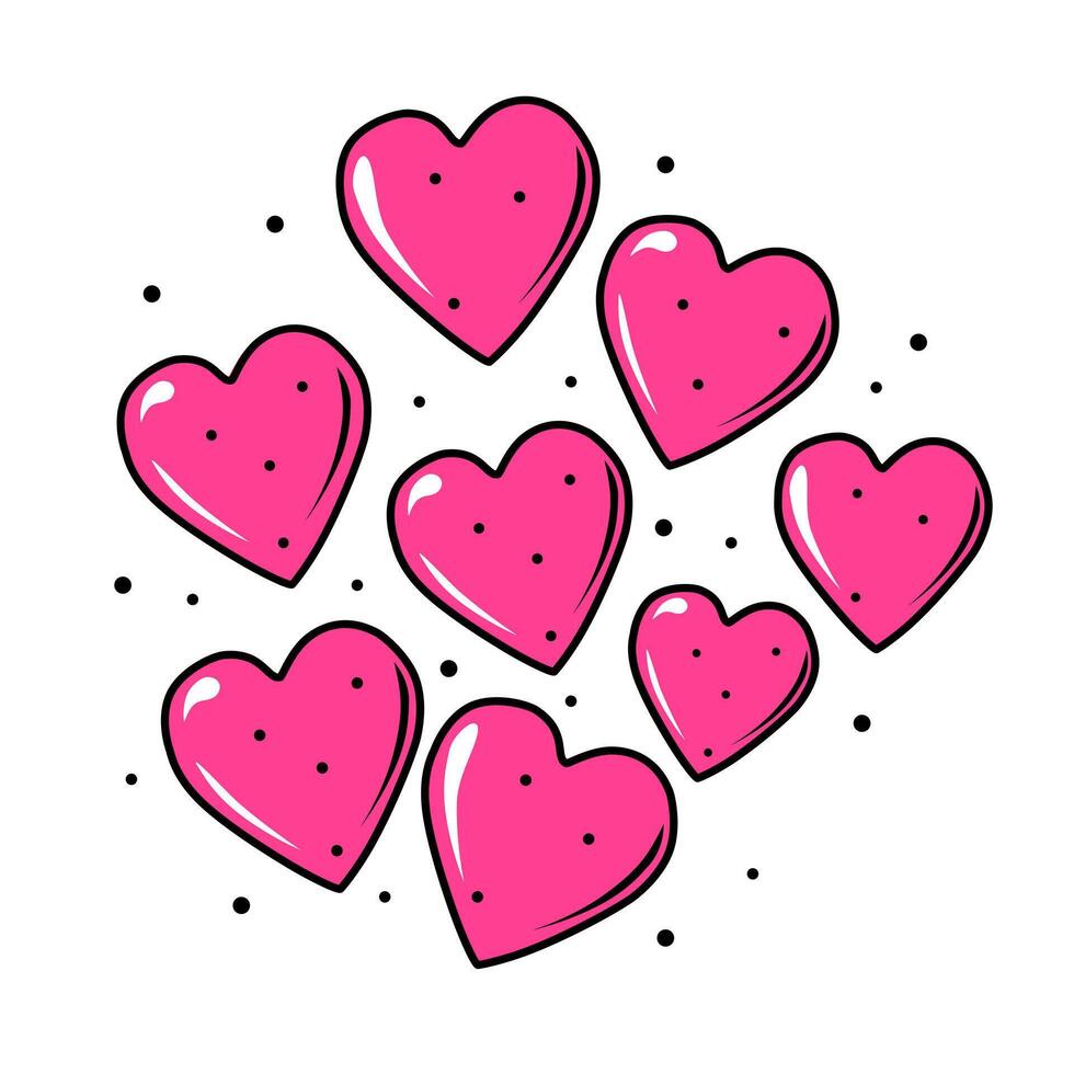söt vektor ikon rosa hjärtan för valentine dag. platt design element samling. minimal tecknad serie illustration för design webb baner och hälsning kort