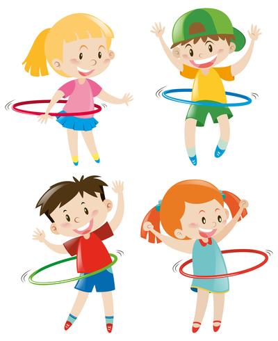 Kinder, die Hula-Hoops spielen vektor