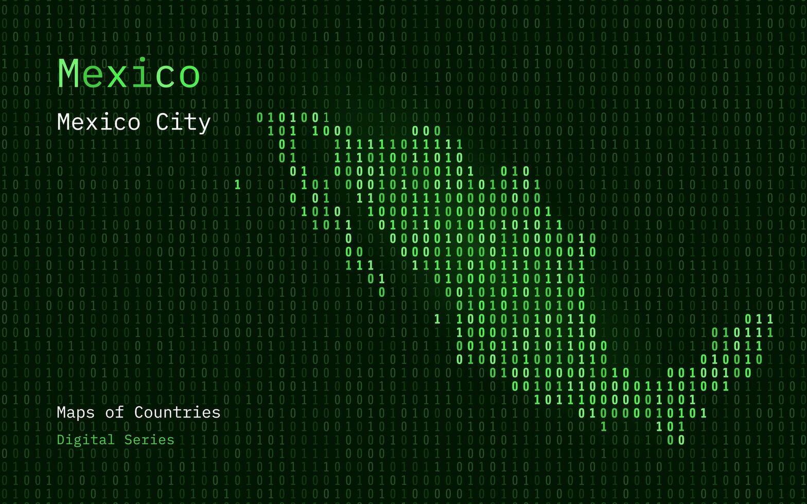 mexico Karta visad i binär koda mönster. tsmc. blå matris tal, noll, ett. värld länder vektor Kartor. digital serier