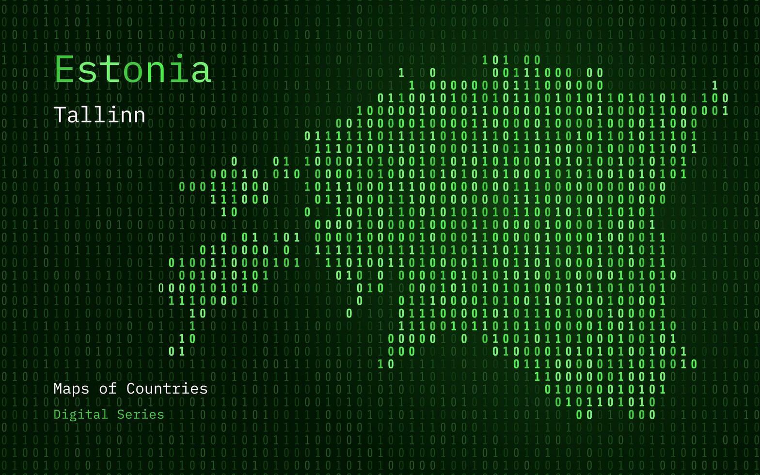 estland Karta visad i binär koda mönster. tsmc. blå matris tal, noll, ett. värld länder vektor Kartor. digital serier