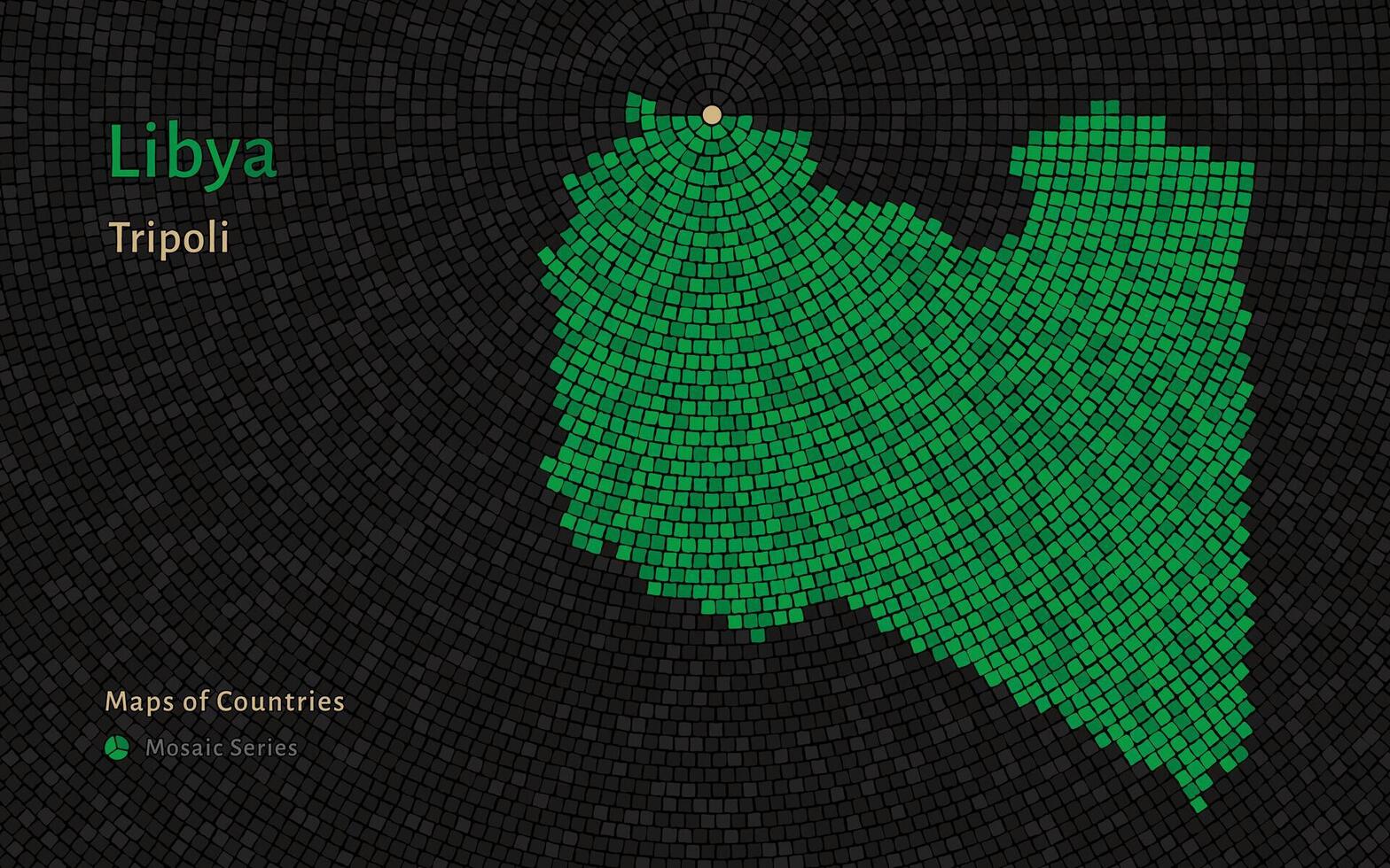 Libyen Karte mit ein Hauptstadt von Tripolis gezeigt im ein Mosaik Muster vektor