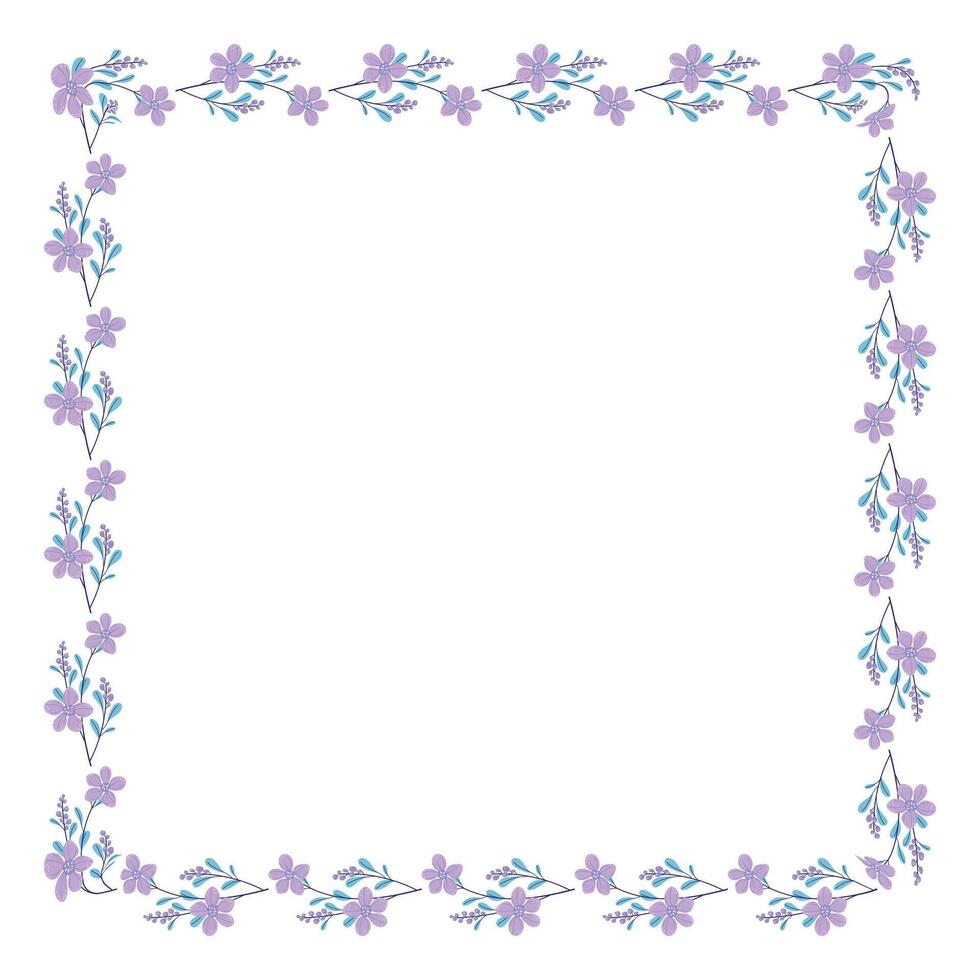 Vektor Hand gezeichnet Blumen- Rahmen auf Weiß Hintergrund